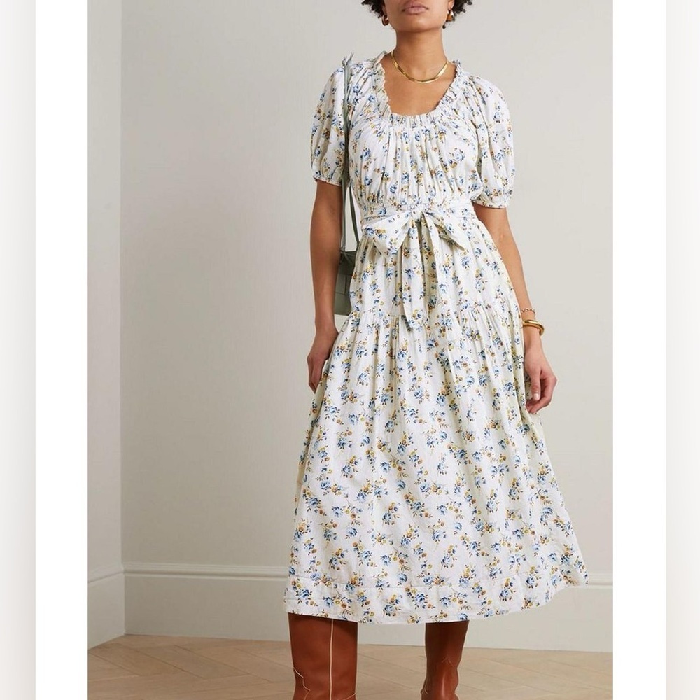 The Great Moonstone Floral Prairie Midi Dress NWT Size M Belted Tiered Cotton - Picture 2 of 11